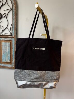 Victoria's Secret Black and Silver Glitter Tote bag